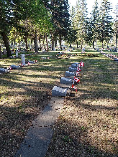 Graves with flags